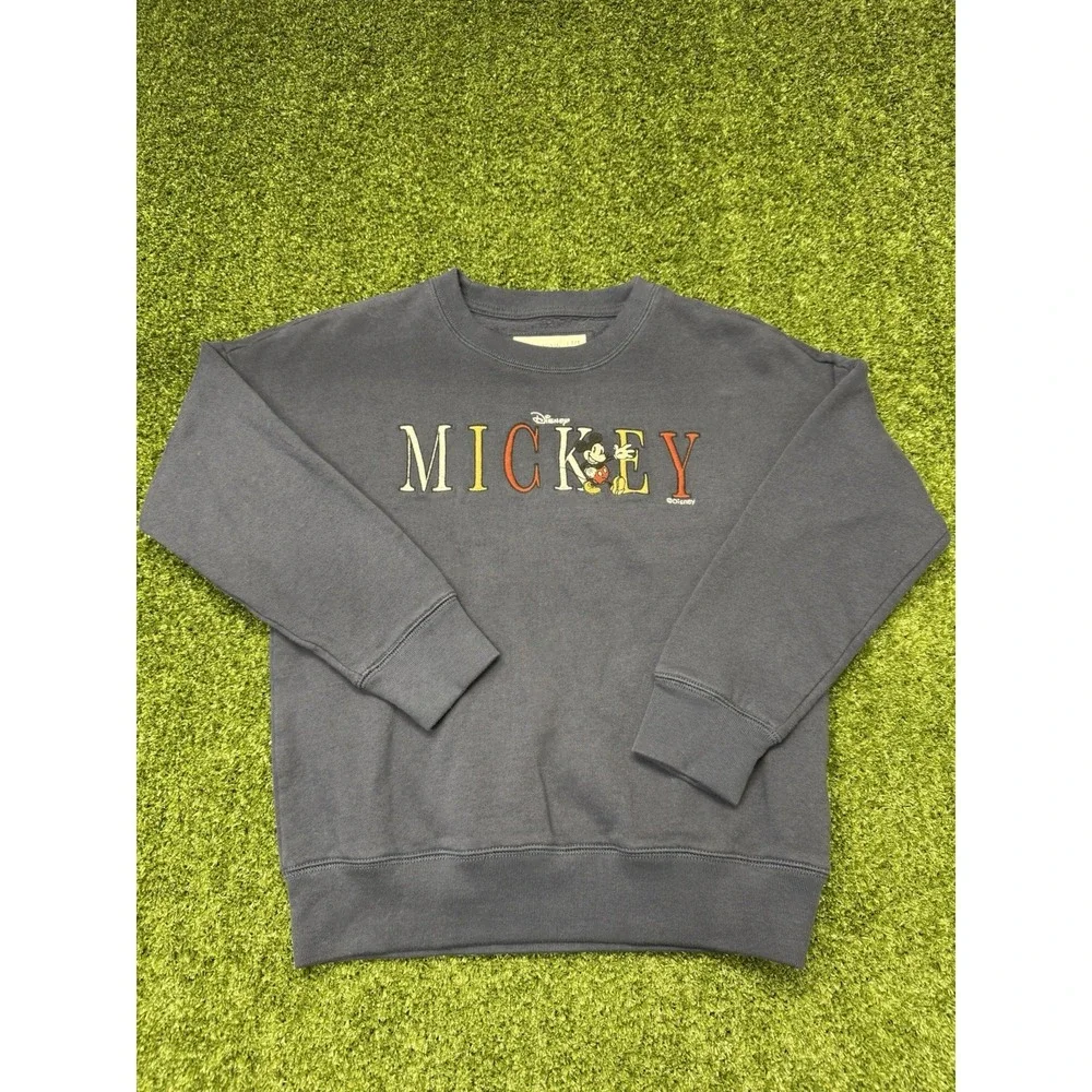 Abercrombie & Fitch Kids Size 7/8 Mickey Mouse Embroidered Crew Neck Pullover
